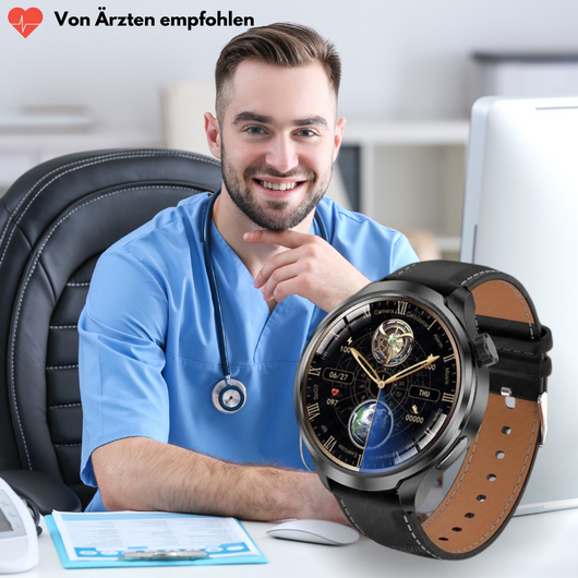 VitalSense Pro X - Gesundheits-Smartwatch mit Lederarmband (2026)