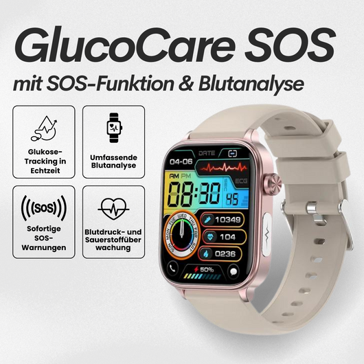 GlucoCare SOS - mit SOS-Funktion inkl. Sturzerkennung & zertifizierte Blutzuckermessung (2026) - Original