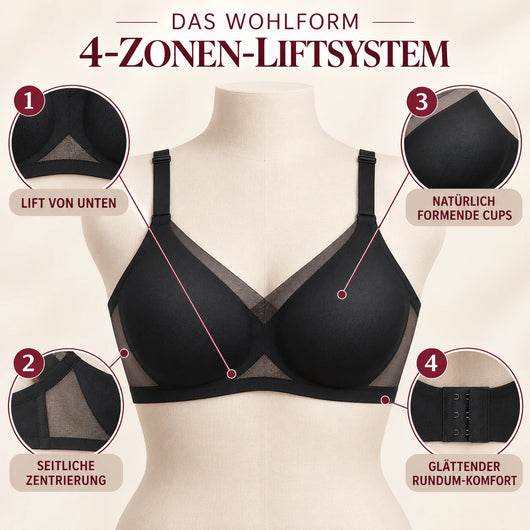WohlForm - Der bügellose 4-Zonen-Push Up-BH