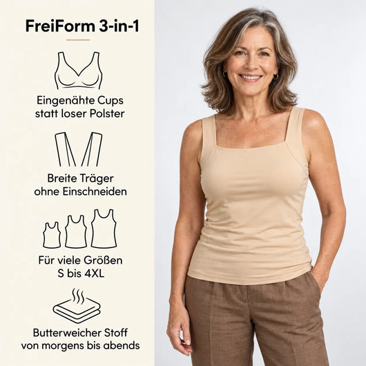 FreiForm 3-in-1 - das Top, das Ihren BH ersetzt | stützendes Komfort-Top mit integriertem BH