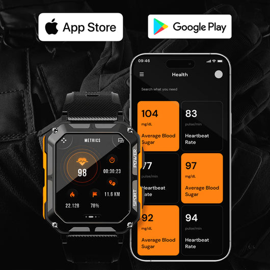 AirForce Health K52 - die unzerstörbare Smartwatch mit Echtzeit Herzfrequenzmesser, Blutdruck-/Sauerstoff-Tracker